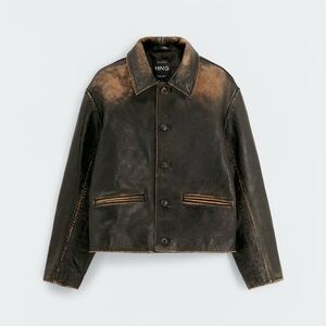 NWT Mango Selection Worn Effect Leather Jacket